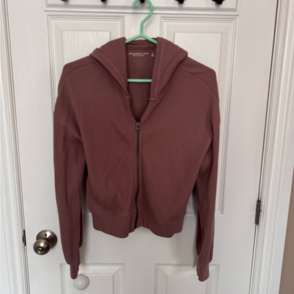 Abercrombie & Fitch Soft A&F Cozy Waffle Knit Zip Hoodie – XS 🤎
